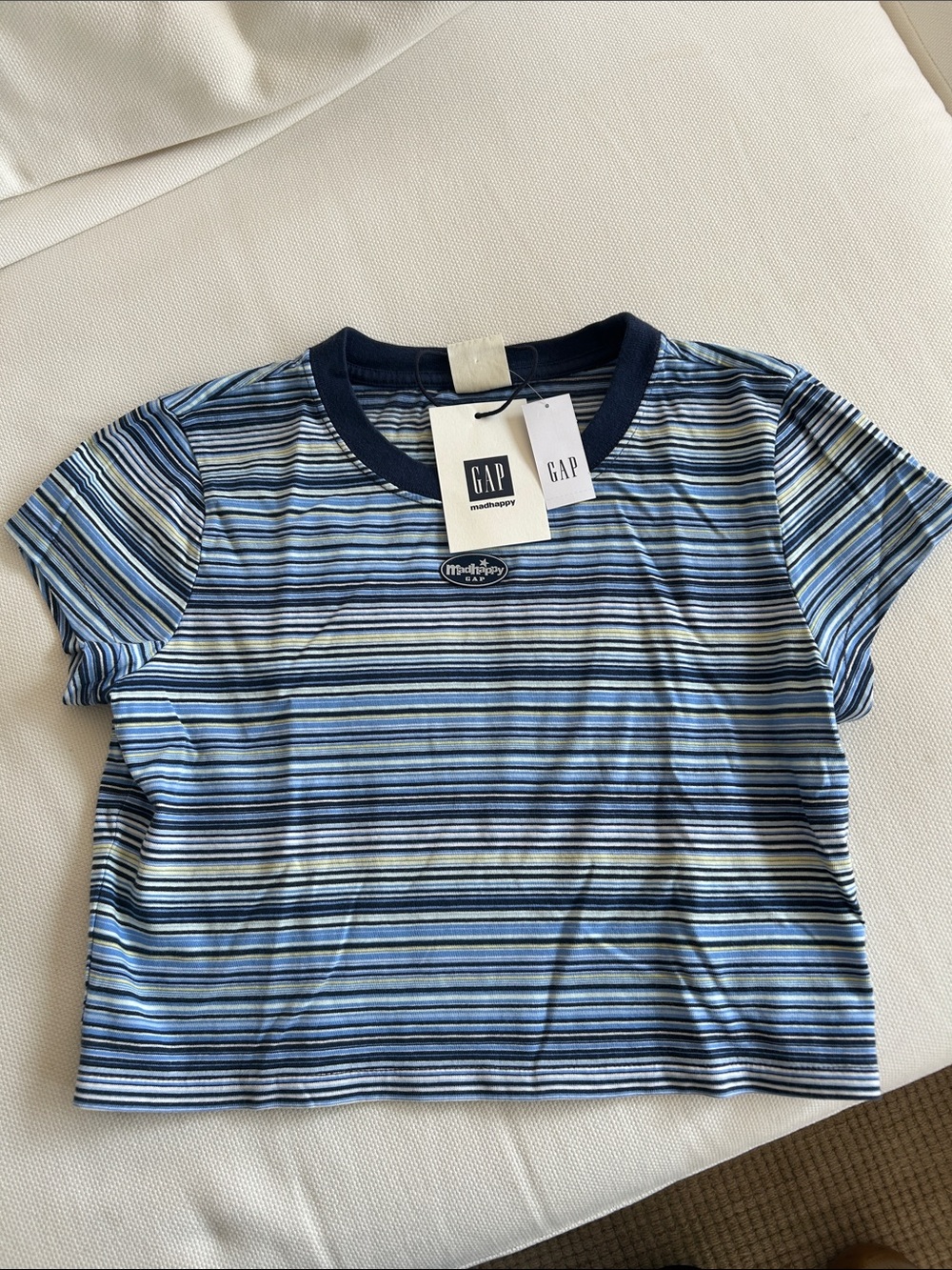 GAP x Madhappy Blue Striped Crop Tee Small NWT